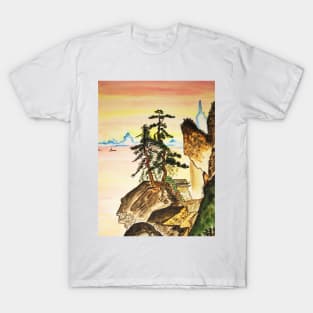 Brown rocks wit pine trees T-Shirt